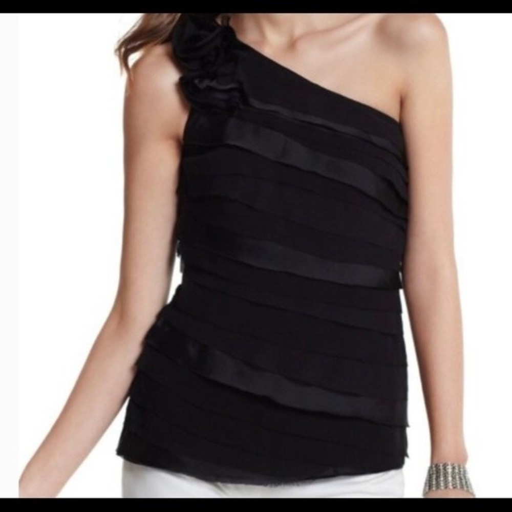White House Black Market: Tiered, One Shoulder Top Size 12